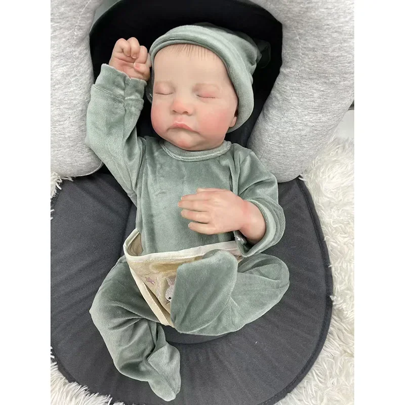 45cm Reborn Baby Doll Sleeping Newborn Baby Levi Multi-layers Painting 3D Skin Visible Veins Muñecas Bebes Reborn Dolls Juguetes