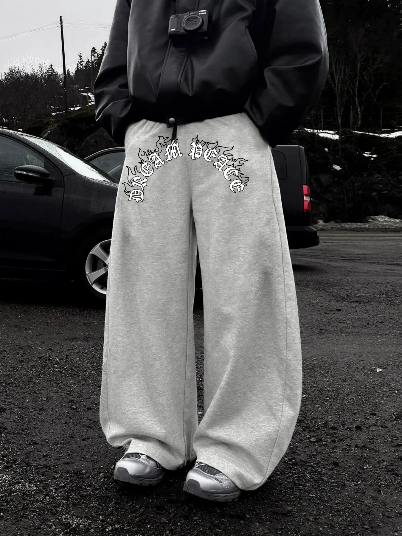 

Новые мужские готические спортивные брюки прямого кроя с буквенным принтом, свободные, удобные, повседневные, универсальные, в уличном стиле, оверсайз