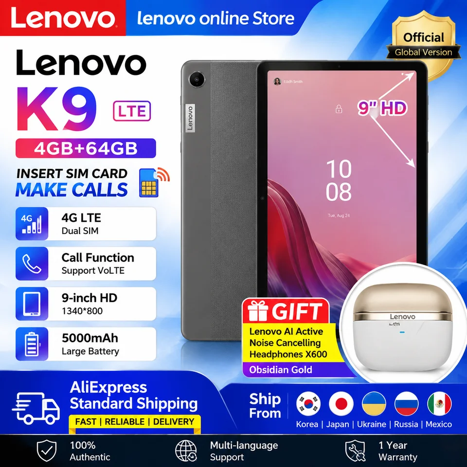 Lenovo Pad K9 9-inch 4G LTE Tablet 4GB 64GB