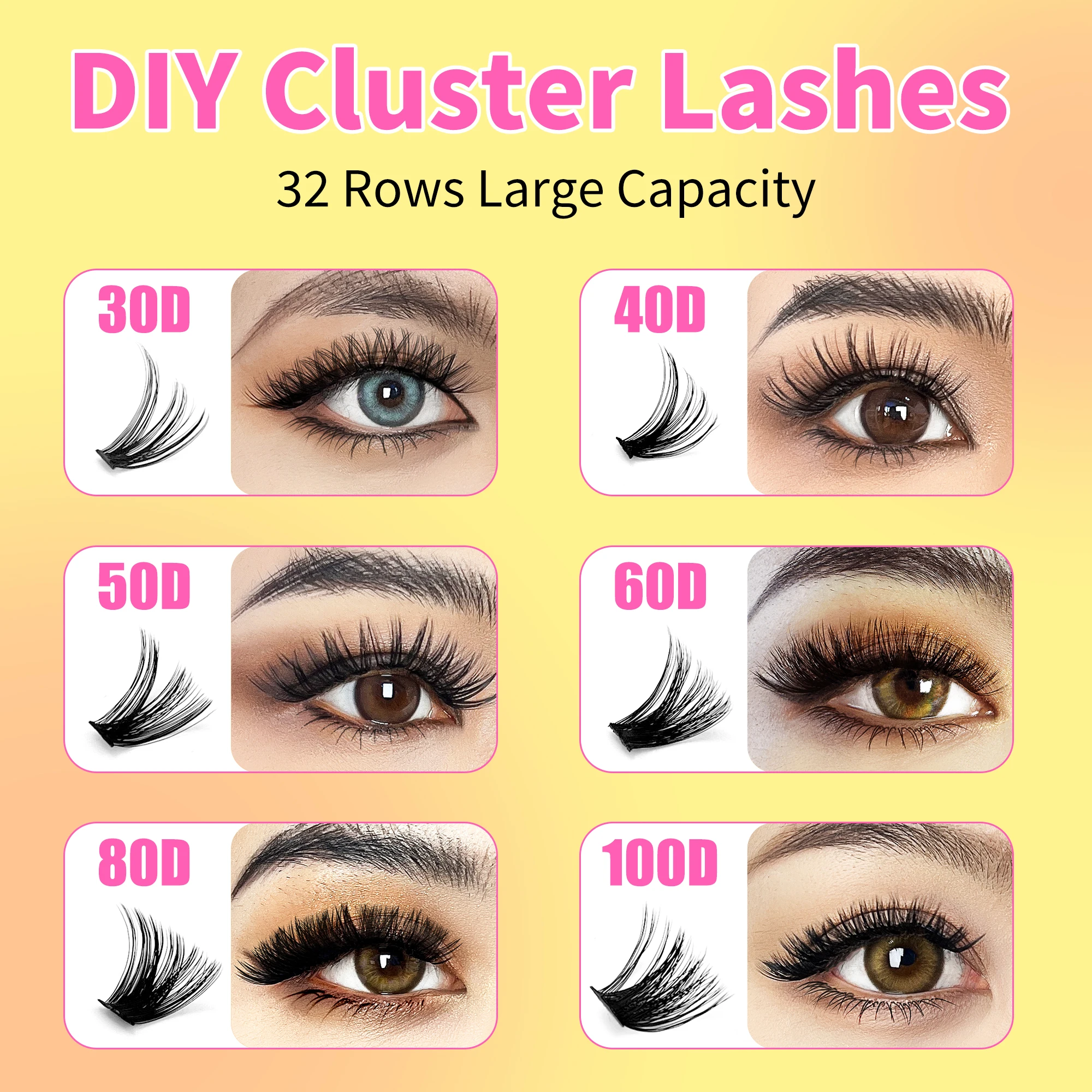 مجموعات الرموش رقيق مانغا الرموش مجموعات DIY متعددة النوع Wispy صينية أسفل الرموش ، سبايك ، مجموعات حجم الرموش عدة