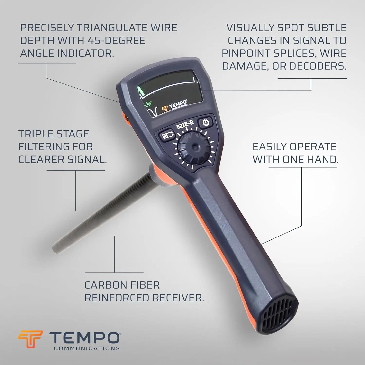 TEMPO-Ferramenta Locator de válvulas por aspersão, Locator de arame subterrâneo, Locator de arame enterrado, 521E, Modelo 2024