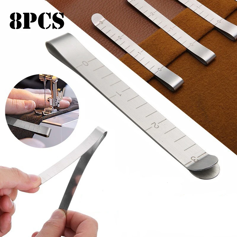 4/8pcs Sewing Clip Stainless Steel Hemming Clips Metal Sewing Crimping Clip Fabric Measuring Ruler Quilting DIY Sewing Clip Tool