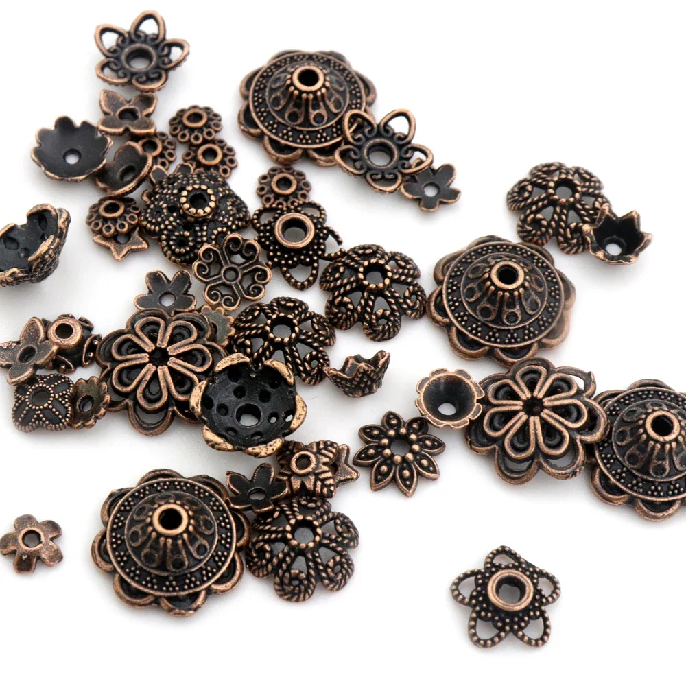 150pcs Metal Mix Retro Antique Copper Loose Spacer Alloy Bead Cap For Jewelry Making Necklace Bracelet Finding DIY Accessories