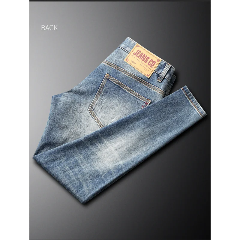 

Высококачественные мужские джинсы на осень, новая мужская одежда, приталенный крой, модный тренд, эластичные джинсовые брюки.