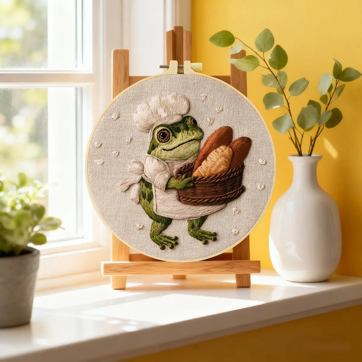 1 Stück 20X20CM/15X15CM 7,87/6,3 Zoll Frosch-Stickerei-Starter-Kit DIY-Kit DIY-Stickerei-Set Handarbeiten Heimdekoration Malerei – Detail 1