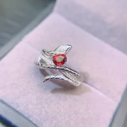 925 Silver VVS Natural Garnet Ring for Party Fashion Sterling Silver Snake Ring with Gemstone 18K Gold Plated Garnet Jewelry