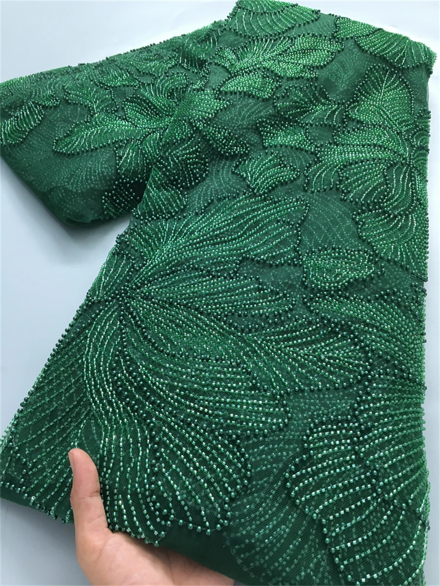 Neueste Französisch Mesh Spitze Perlen Stoff Hohe Qualität Afrikanische Nigerian Tüll Mesh Spitze Luxus Brautkleider Für Frauen, 2,5 yards4034