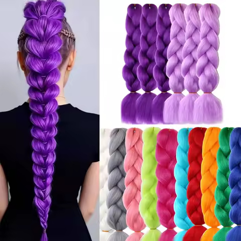 5 Packs Colored Braiding Hair Extension 24 " Synthetic Pre Stretched Yaki Ez braid Profession Jumbo Braiding Hair for Braids