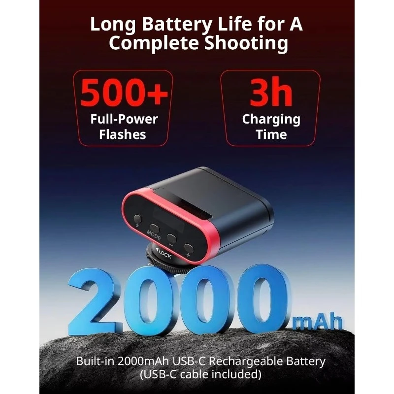 Mini GN12 on‑Camera Speedlite Flash 2000mAh OLED Display 8‑Level 500 Flashes 1.8s Recycle Portable Accessory