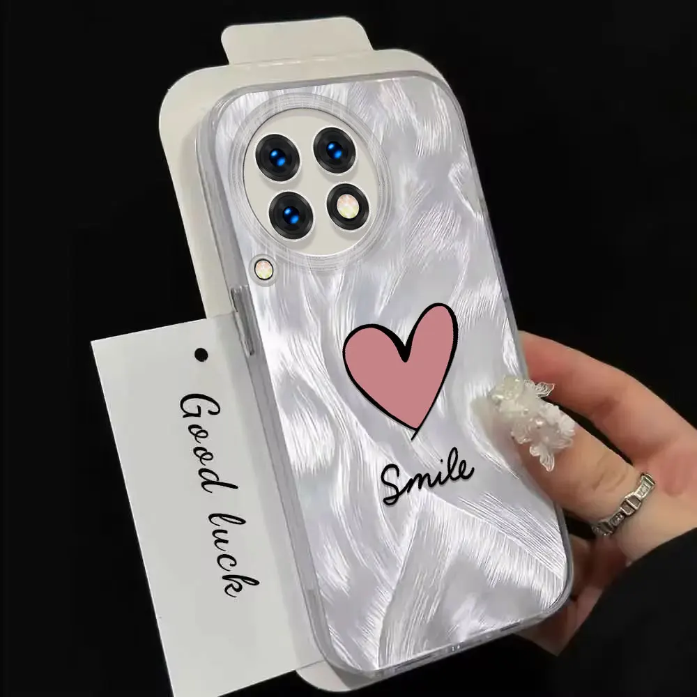 IMD Case For Infinix Tecno Camon 30 20 16 15 12 Note 7 Lite 30 40 Simple Style Love Heart Pattern Feather Yarn Soft Phone Cover