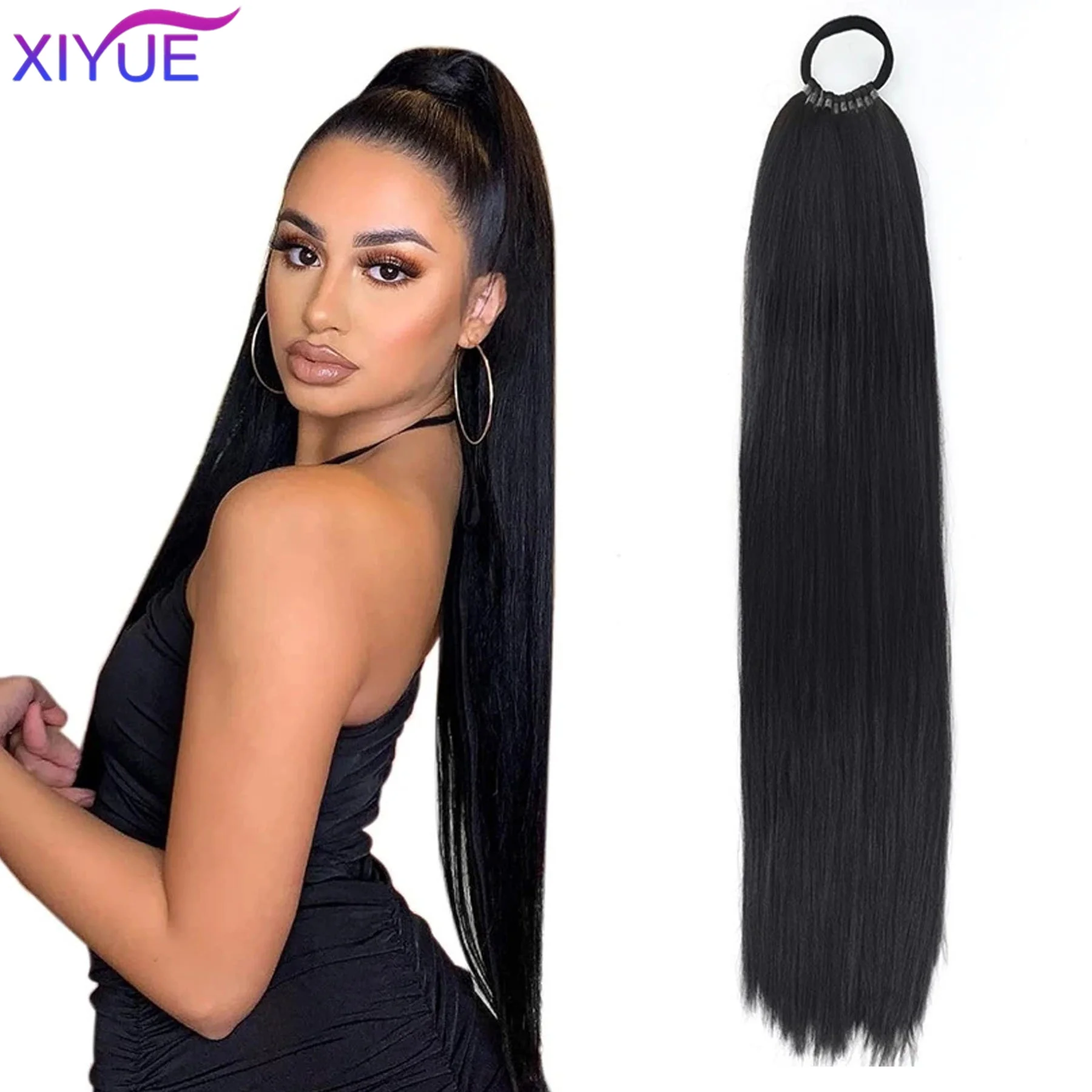 XIYUE Long Ponytail Hair Extensions Drawstring Ponytail Synthetic Ponytail Soft Clip-In Hair Extensions Ponytail Women's