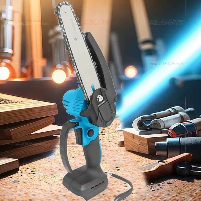 ミニチェーンソー 6インチ コードレス木工用ハンドヘルドガーデン電動のこぎり マキタ18v用切断電動工具（バッテリーなし）