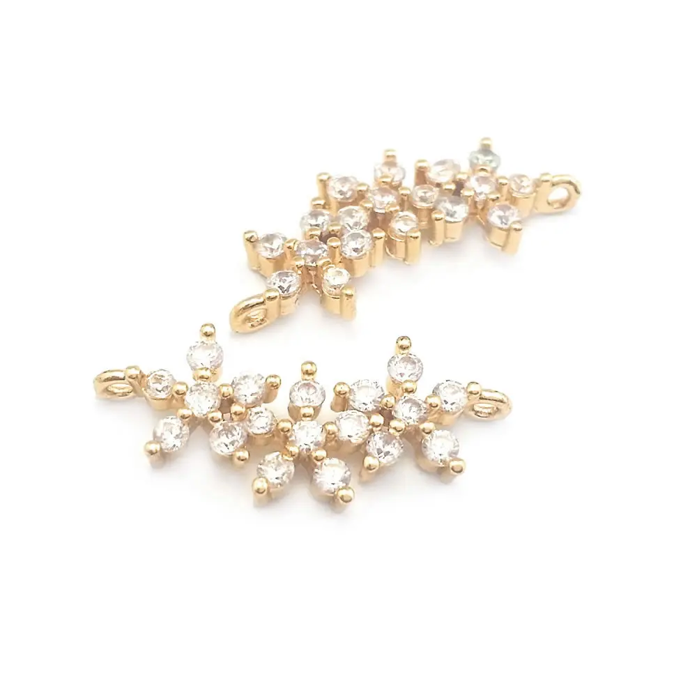 18K Gold Color Brass and Zircon 2 Holes Connect Charms Pendants High Quality Diy Jewelry Making Supplies Necklace Accessories