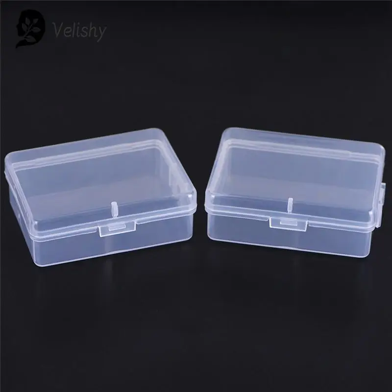 2Pcs/pack Clear Plastic Jewelry Storage Box 5*6.8cm Collection Container Case With Lid Transparent Storage Box