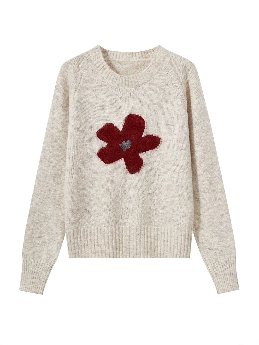 

Ladies Thickened Oversized Hoodie Knitted Sweater Autumn Winter Korean Style Soft Base Layer Print round Neck Long Sleeve Top