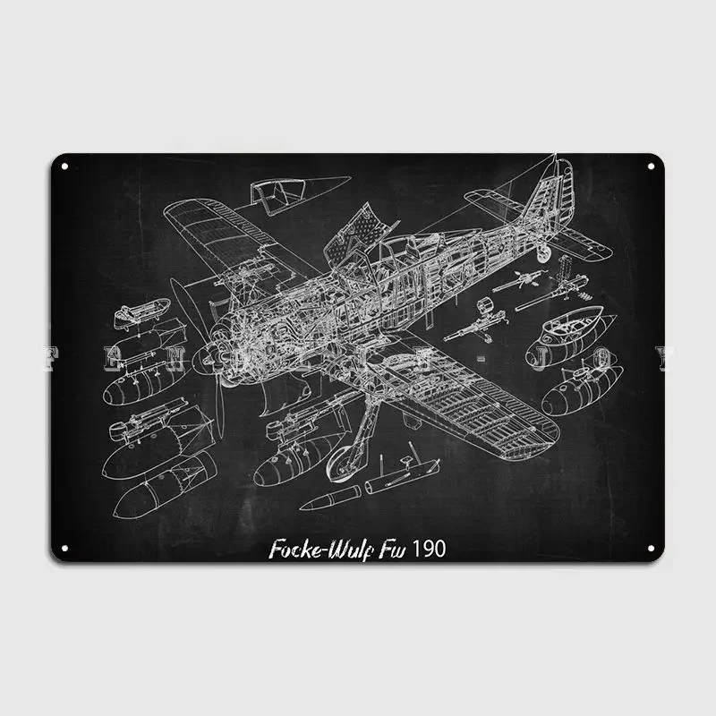 Fockewulf Fw 190 Metal Sign Club Club Bar Designing Wall Decor Tin Sign Poster