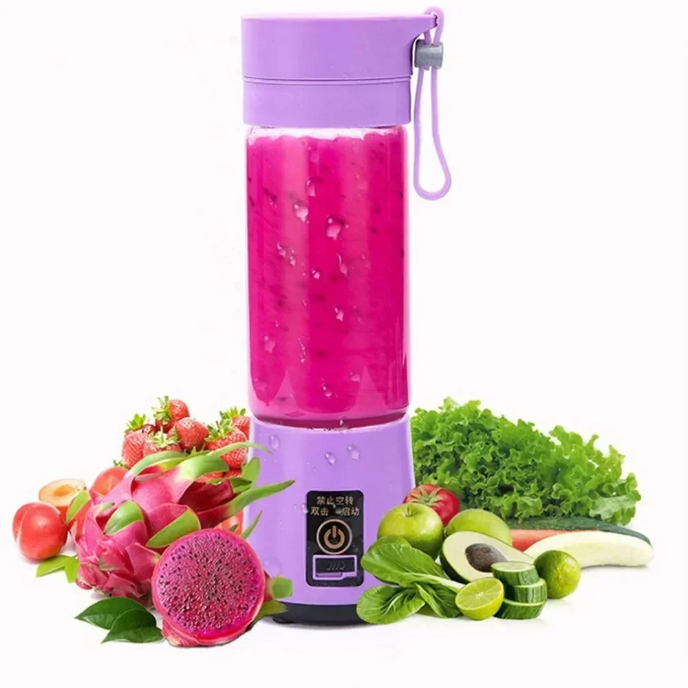 Espremedor de frutas elétrico portátil, Home USB Recarregável Smoothie Maker, Máquina de liquidificadores, Garrafa Esportiva, Xícara, 380ml