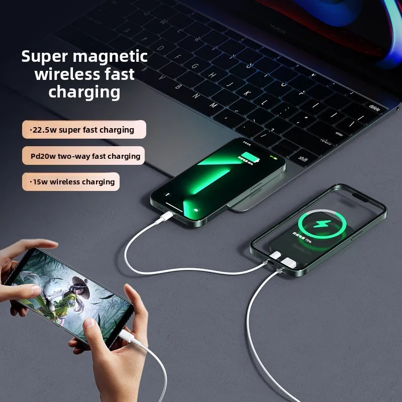 New style 10000mAh Magnetic  For iphone Huawei Samsung Magnetic Wireless Power Bank Portable Fast Charger