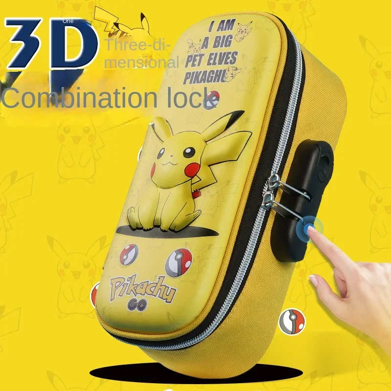 Pokemon Pikachu 3D Three-Dimensional Password Lock Pencil Case Large Capacity Multi-Layer Zipper Stationery Box Boy Girl Gift