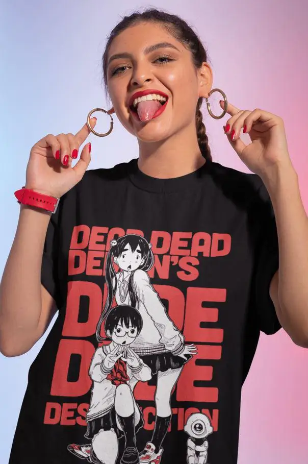 الميت الميت الشياطين مخصص تدمير تي شيرت مانغا إينيو أسانو تي شيرت الصيف الرجال والنساء فضفاضة وتنفس تي شيرت