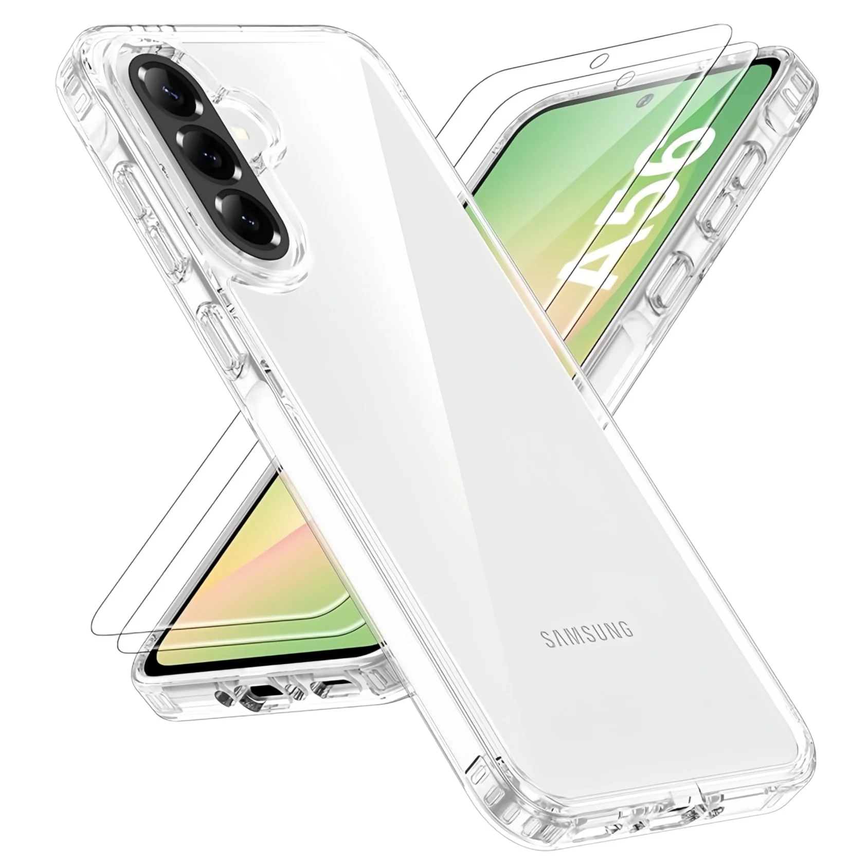 With Screen Protector Transparent TPU Shockproof Protection Phone Case for Samsung Galaxy A57/A37/A17/A56/A36/A16 - Clear