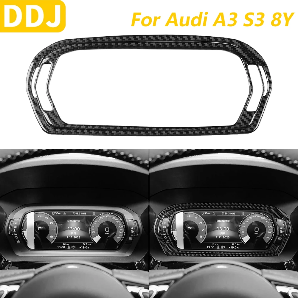 

For Audi A3 S3 8Y 2021-2025 Real Carbon Fiber Dashboard Speedometer Instrument Surround Panel Cover Trim Car Accessories Sticker