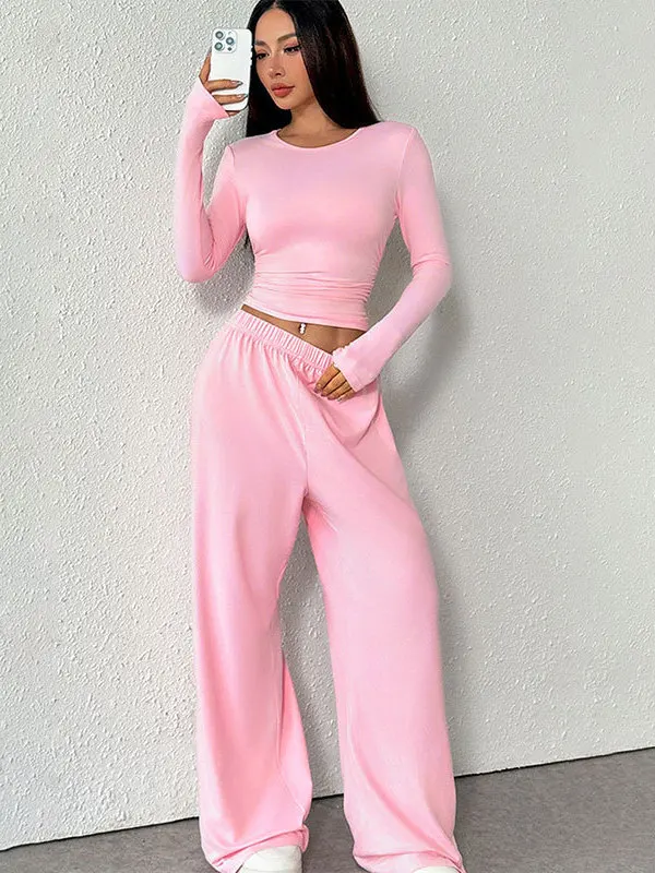 ゆったりとしたストレートレッグのワイドカジュアルパンツ レディース エレガントで快適なミッドウエスト/ローウエストパンツ PVC素材/PU素材