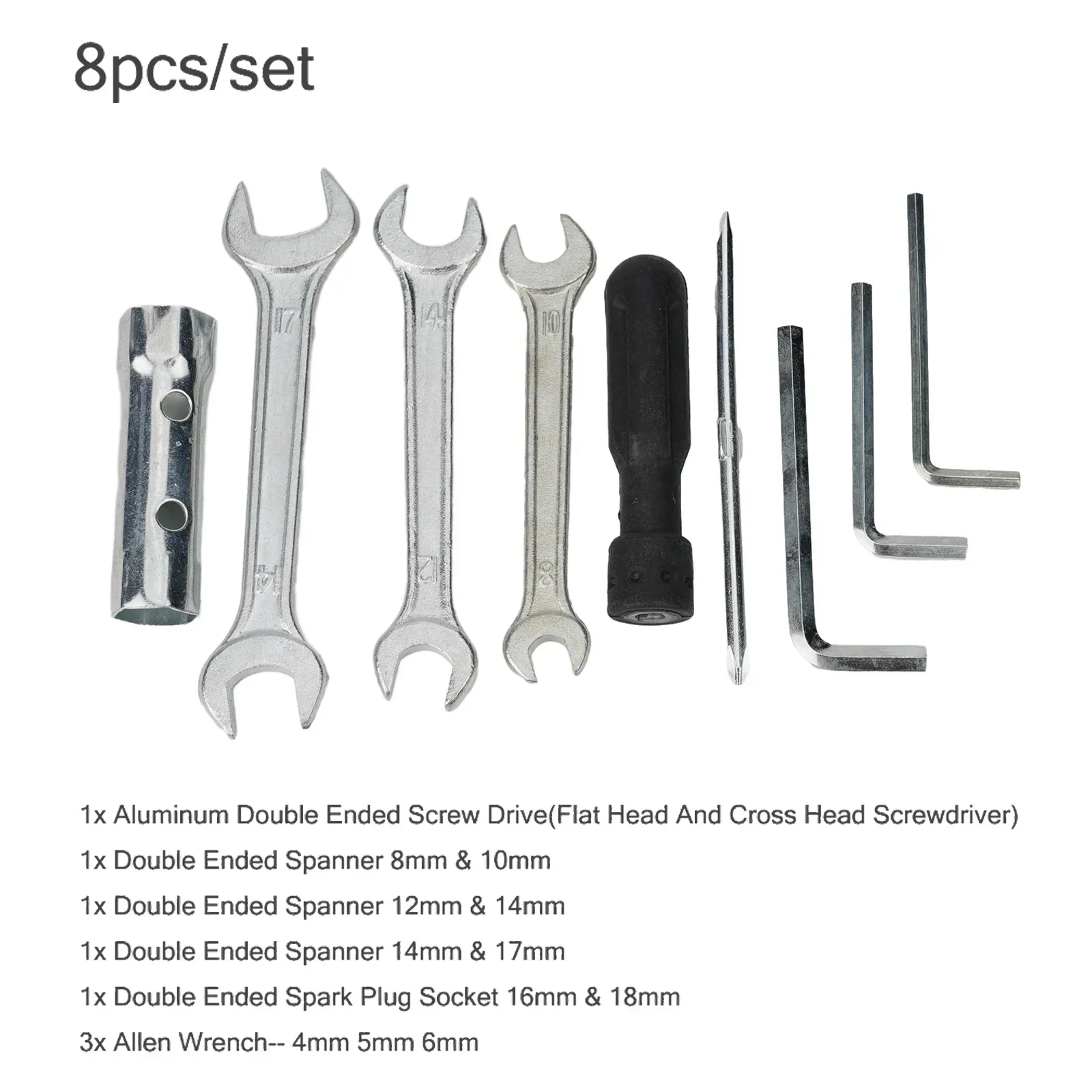 

8 шт., набор инструментов для ремонта мотоциклов, гаечный ключ, набор инструментов для свечей зажигания, отвертка, аксессуары для инструментов для мотоциклов
