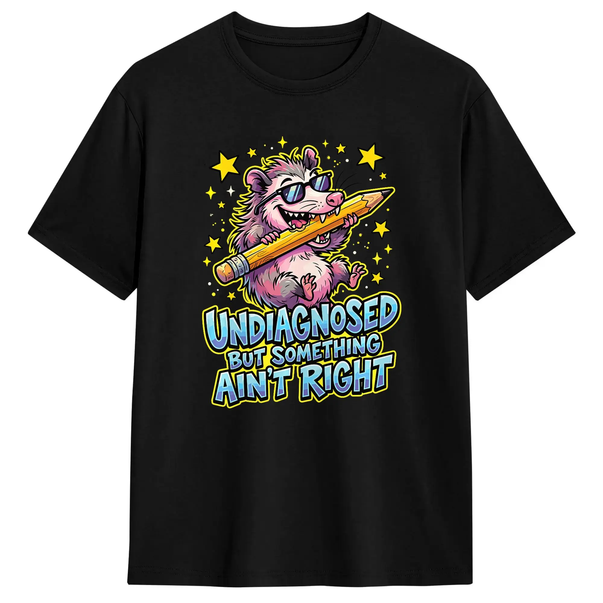 Neurodivergent Undiagnosed But Something Ain‘t Right T-Shirt Men  Streetwear T-Shirts Summer Round Neck Novelty Tees Custom Tops