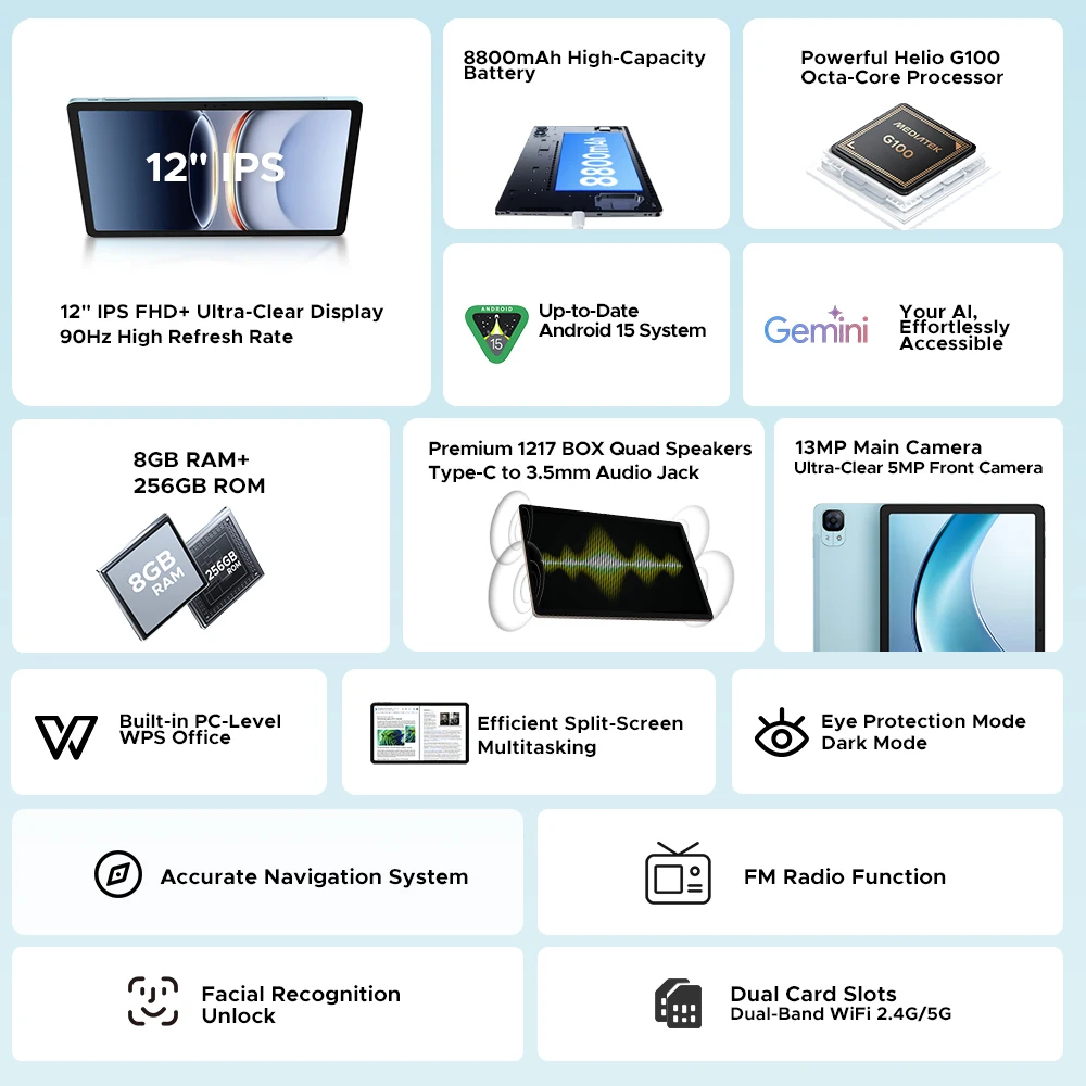 DOOGEE Tab E3+ Tablet PC Gemini AI 12