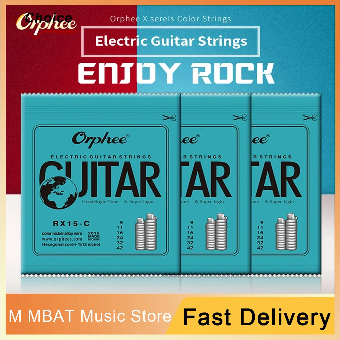 Orphee الملونة سلاسل الغيتار الشعبي RX15C سبائك الأوستنيت لف سلاسل الغيتار ممارسة سداسية الكربون الصلب 6 سلسلة