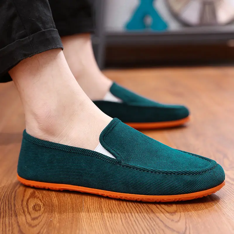 Man\'s Big Size Loafers Shoes Flats Slippers Fabric Slip-on Men Gommino Driving Shoes Fashion Summer Style Soft Male Moccasins