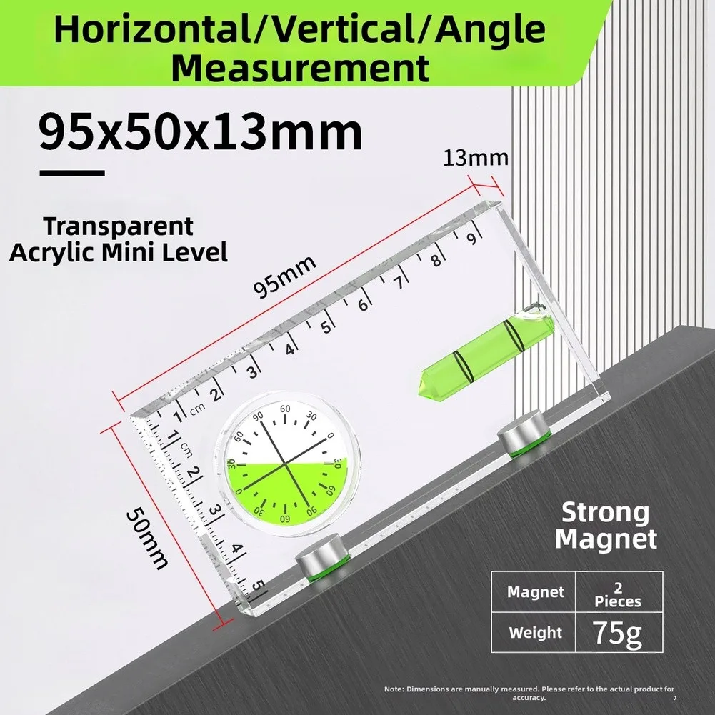 Portable Measuring Gauge Magnetic for acrylic Level Tools Large Bubble Vial Clear Engraved Scale Six Measuring Faces