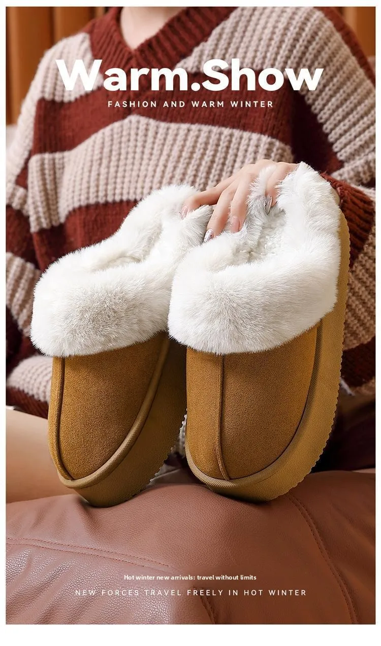 2026 Winter Warme Flache Fell-Hausschuhe für Damen, Kunstwildleder Flauschige Pelzige Hausschuhe, Bequeme Rutschfeste Innen-Boden-Baumwollschuhe – Detail 3