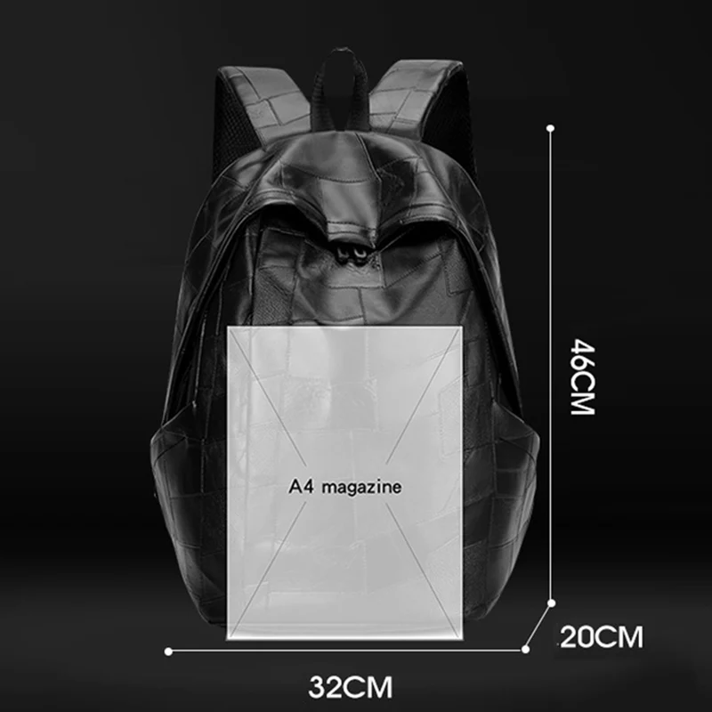 14 Inch Splicing PU Backpack Leisure Teenage Student Bag Waterproof Travel Duffle Pack for Men Large Soft PU Commuter Daypack 가방
