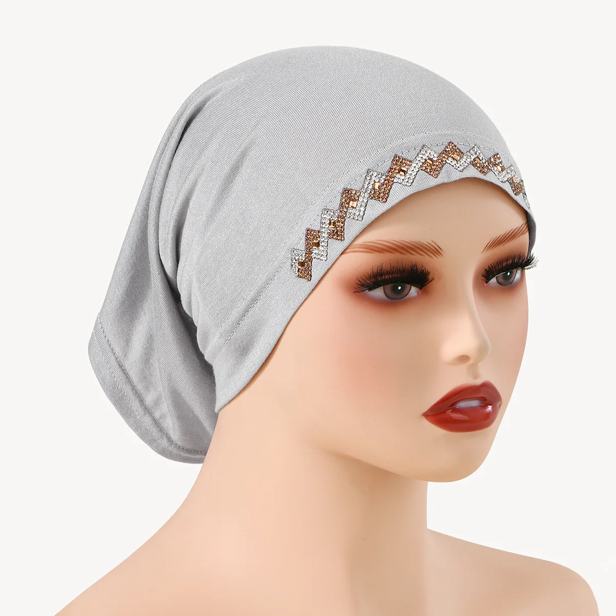 

Мусульманские женские тюрбаны с бриллиантами под шарфом, эластичный трикотаж, внутренние шапки-хиджабы, шапка-хиджаб, исламский женский капот, Turbante Mujer