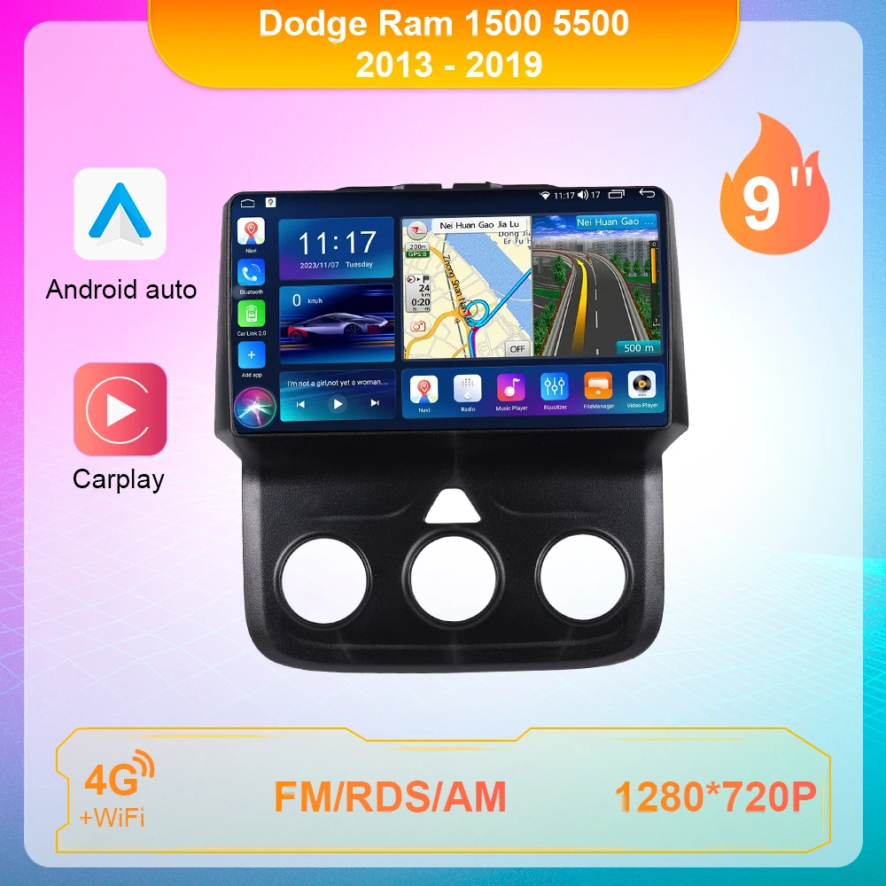 

Автомагнитола 2DIN для Dodge Ram 1500 5500 2013 - 2019 Android 10 Carplay центральный мультимедийный проигрыватель автомобильное радио GPS Авторадио навигатор плеер