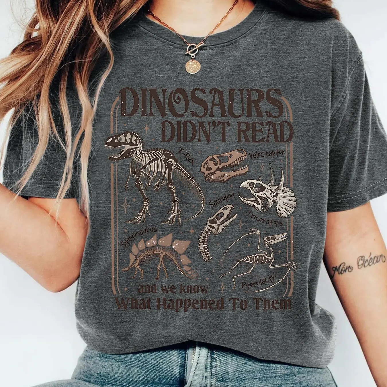 Women's Vintage Dinosaur T-Shirt Retro Print Short Sleeve Blouse-Compatible Top Suitable for Casual Outfits Book Clubs