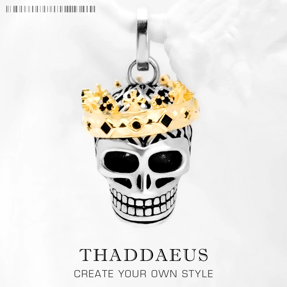 

Подвеска в виде черепа и короны, ювелирные изделия в Европейском стиле, винтажные аксессуары, серебряный браслет, подарок для женщин и мужчин