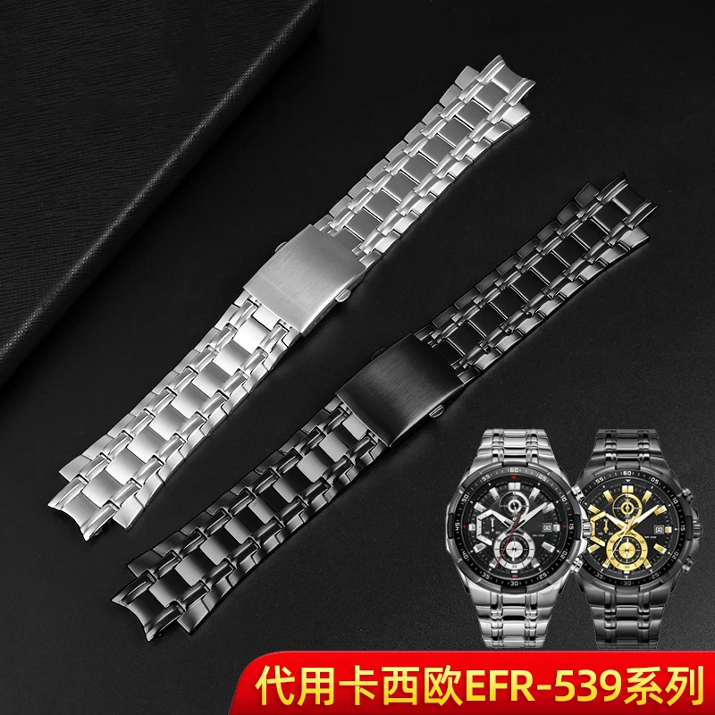 For Casio EFR-539 EFR-539D/BK Watchband Steel 5345 Men\'s Solid Stainless Steel Precision Steel 16mm Watch Strap Accessories