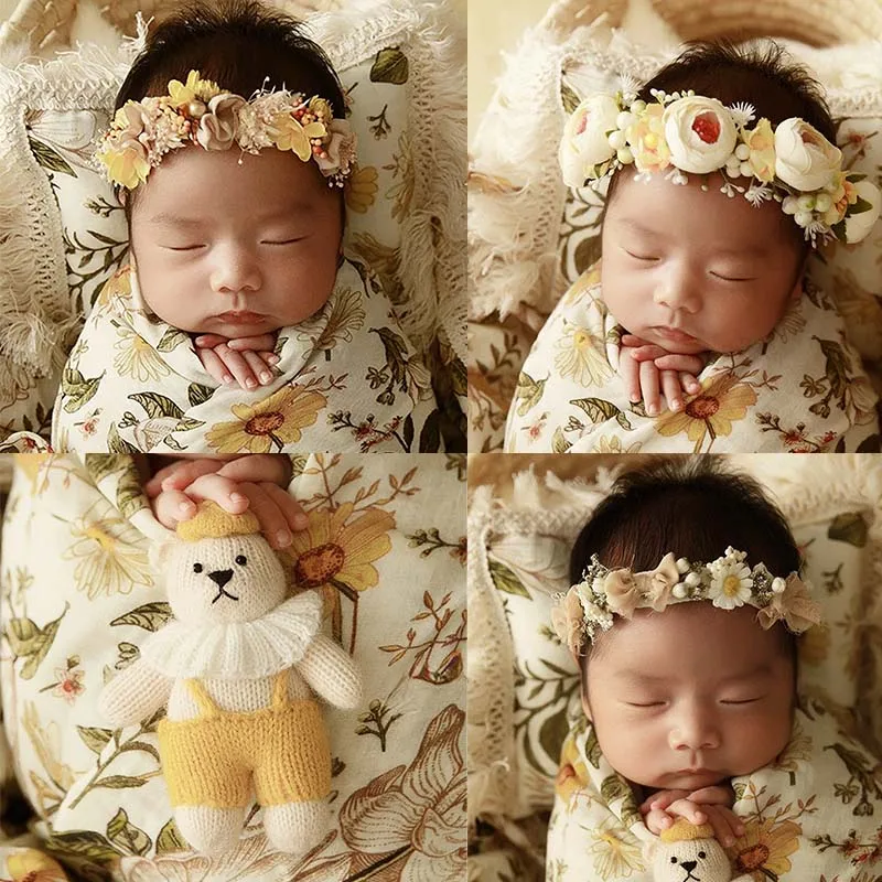 

Colorful Newborn Head Flowers,Wraps,Baby Blanket Pillow,Doll,Pose Baskets,For Infaint Shooting Props Studio Photo Accessories