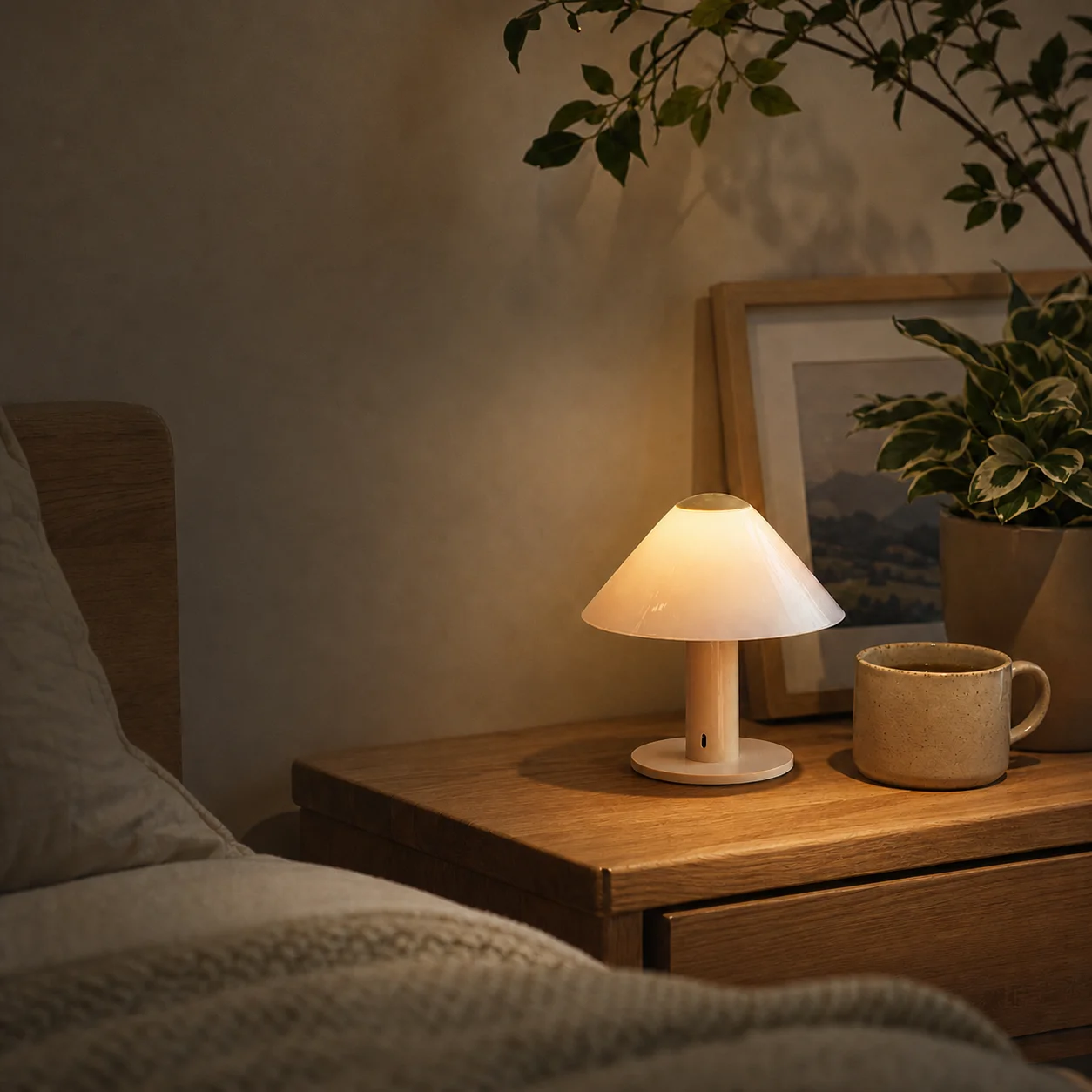 WWPPU Metal Mushroom Table Lamp 3 Level Dimming Touch Control Rechargeable Cordless Bedside Desk Light for Bar Bedroom