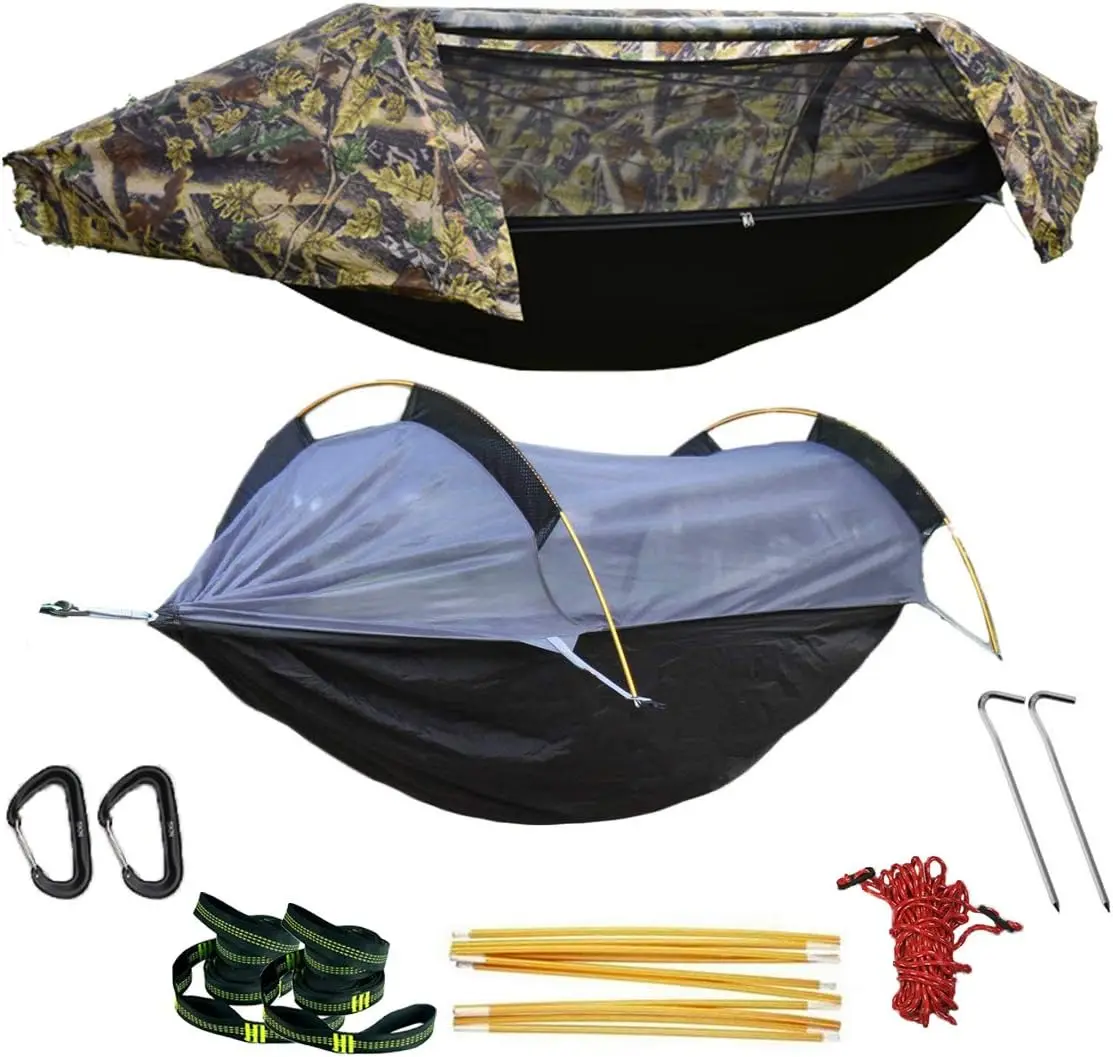 

3-in-1 Camping Hammock with Mosquito Net and Rain Fly, Portable Tent for Outdoor Adventures, Supports 440lbs
