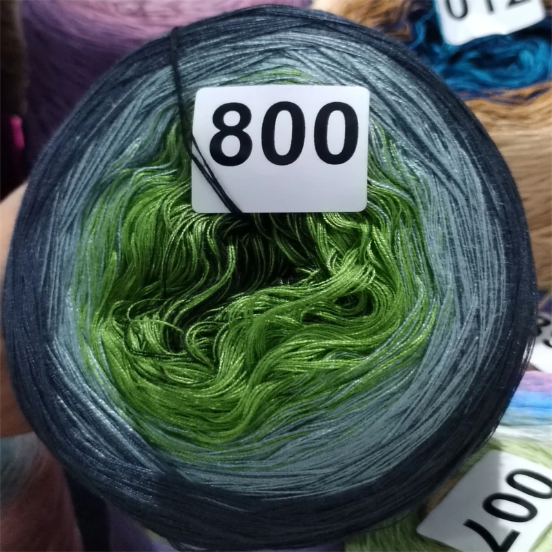 Algodão orgânico mercerizado Gradient Cake Yarn, Baby Knitting, cachecol de crochê, xale, série Natal verde, 4 fios, 300g/bola, TJ8662