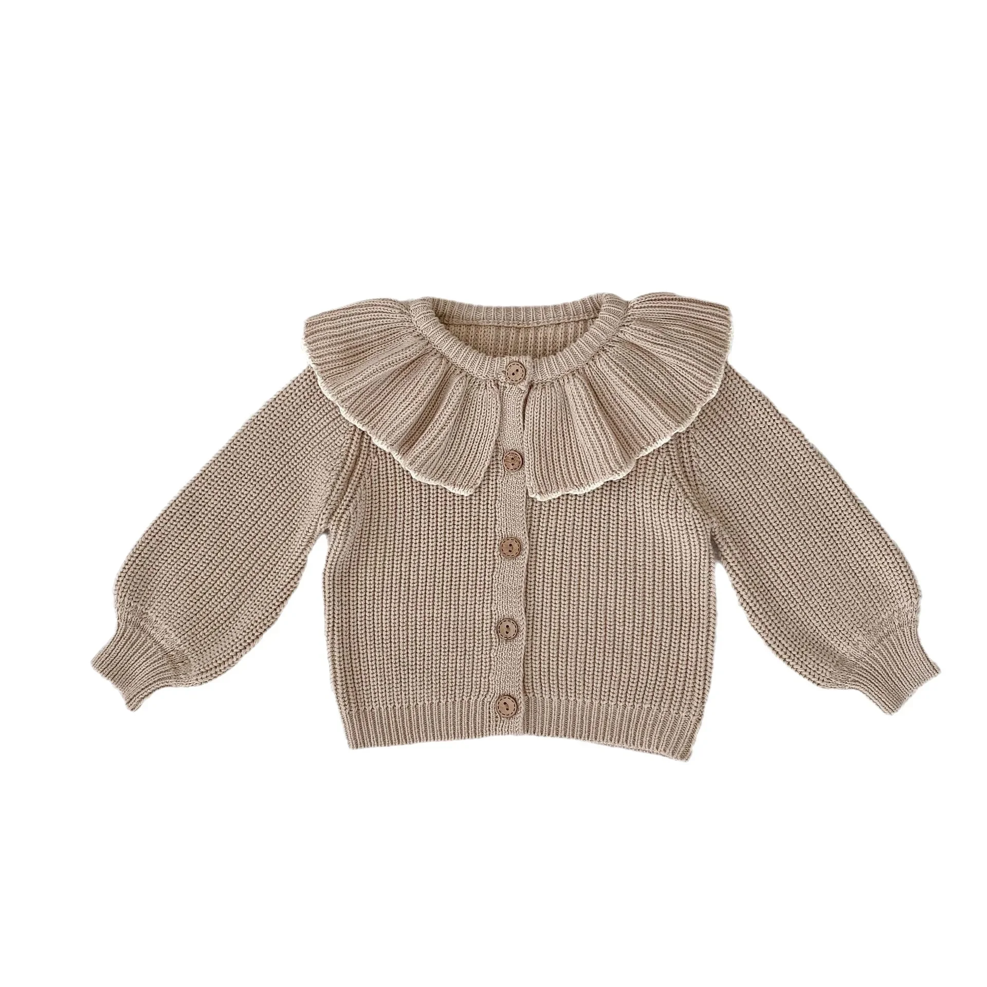 Childrens Clothing 2024 New Autumn Baby Girl Lace Collar Knitted Jacket Small Cardigan Sweater Top