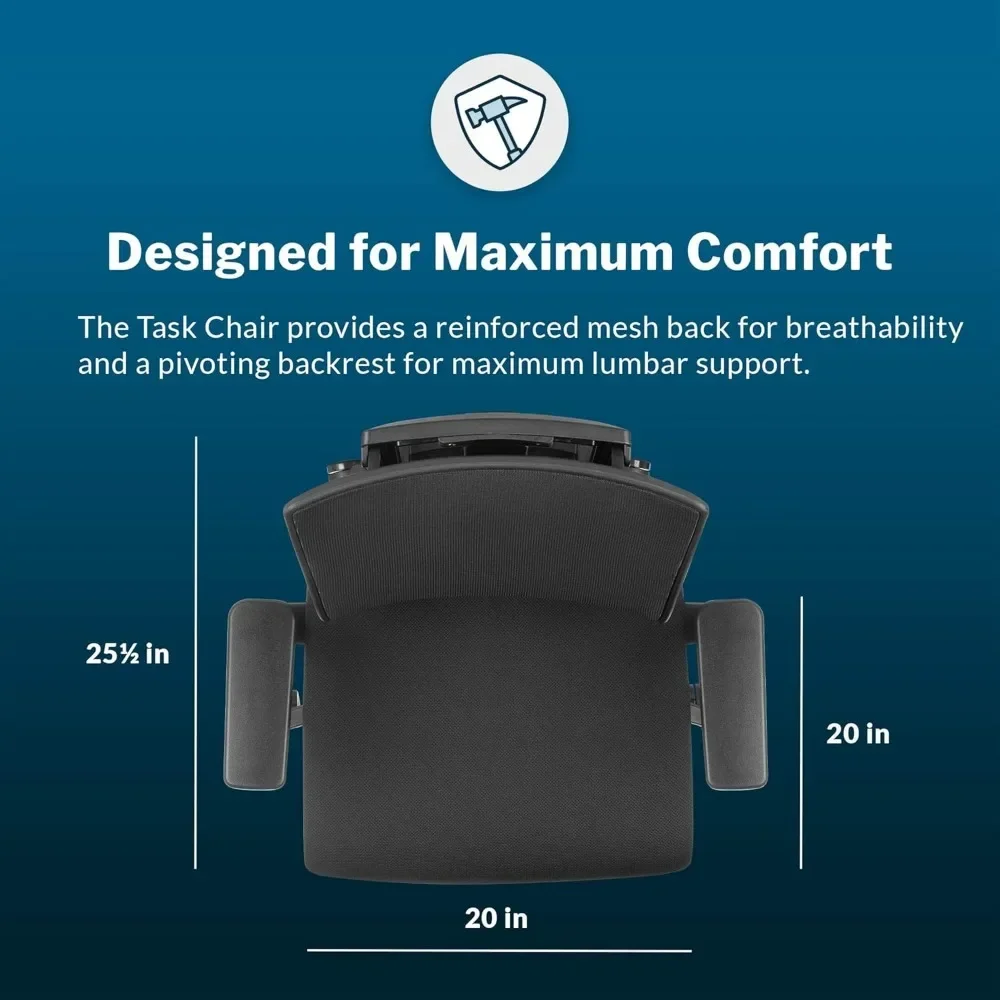 Task Chair- Varidesk Comfortable Ergonomic Office Chair with Mesh, Armrests and Rolling Casters - Easy Assembly, 300lb Capacity