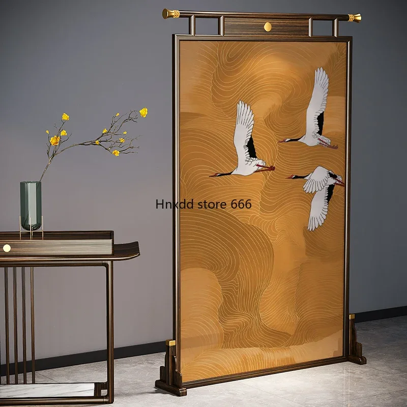 New Chinese-style official hat screen partition living room cover all solid wood entrance entrance decoration