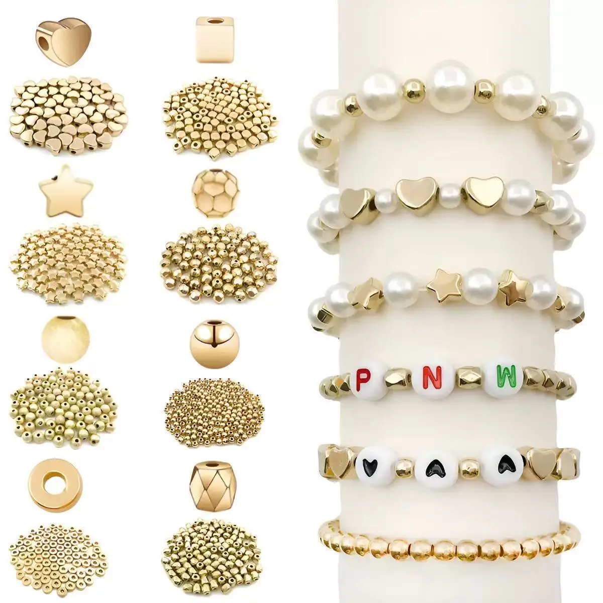 Faux Pearl Beads ABS Loose Round Beads CCB beads Jewelry Craft Making White Beige DIY Clothing Beads Supplies Sewing Accessories image 6
