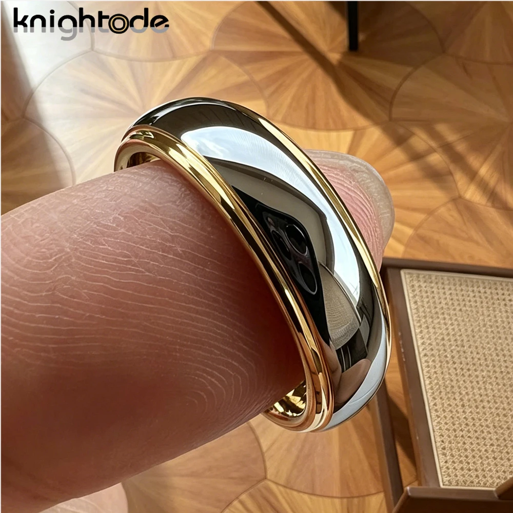 6/8mm Fashion Tungsten Carbide Wedding Bands For Men Women Engagement Ring Jewelry Gold Color Steped Dome Polishing Comfort Fit