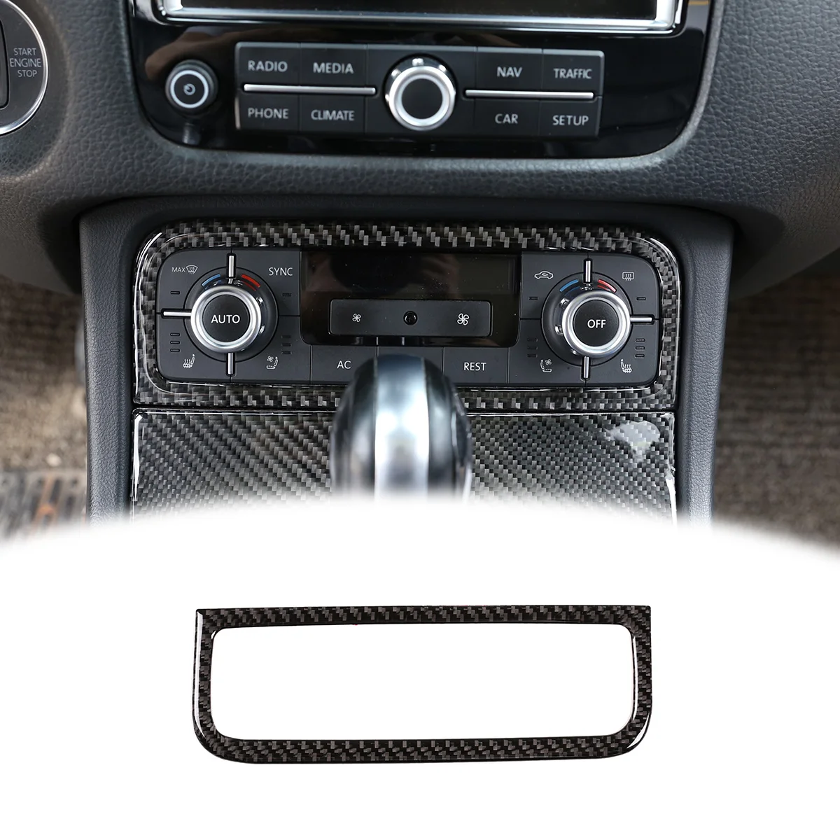 

For VW Touareg 2011-2018 Soft Carbon Fiber Car Center Control Air Condition Switch Cover Trim Car Interior Accessories